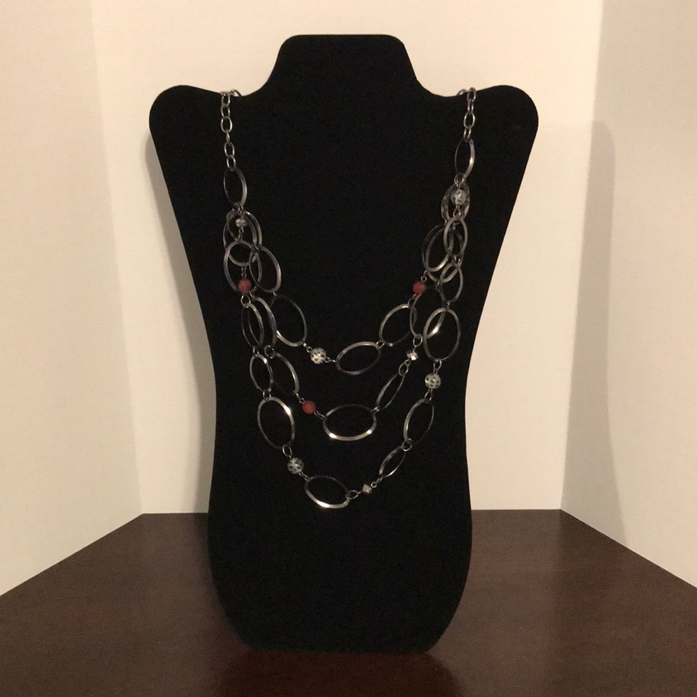 NWT New York & Co Gunmetal & Bead Necklace